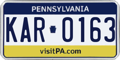 PA license plate KAR0163