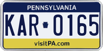 PA license plate KAR0165