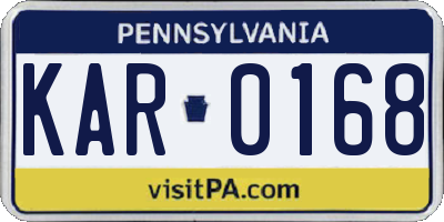 PA license plate KAR0168