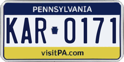PA license plate KAR0171