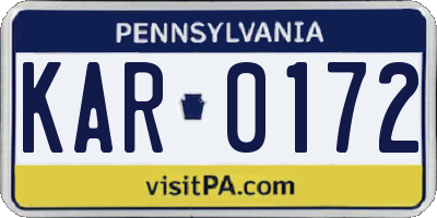 PA license plate KAR0172