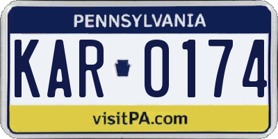 PA license plate KAR0174