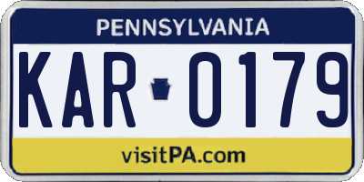 PA license plate KAR0179