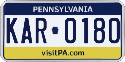 PA license plate KAR0180