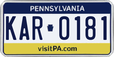 PA license plate KAR0181