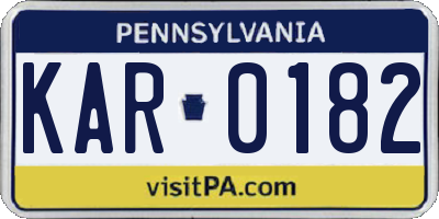 PA license plate KAR0182