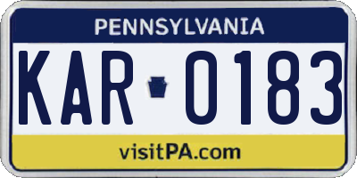 PA license plate KAR0183