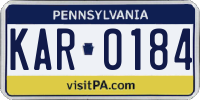 PA license plate KAR0184