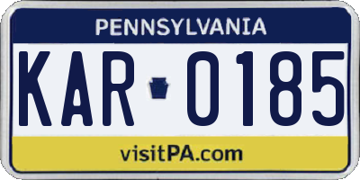 PA license plate KAR0185