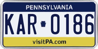 PA license plate KAR0186