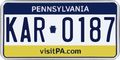 PA license plate KAR0187