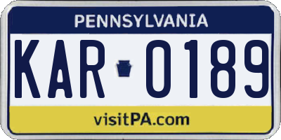 PA license plate KAR0189