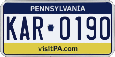 PA license plate KAR0190