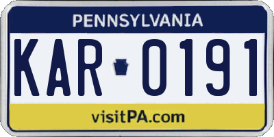 PA license plate KAR0191