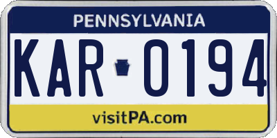 PA license plate KAR0194