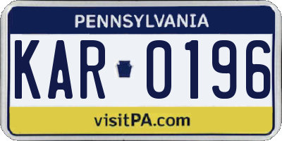 PA license plate KAR0196