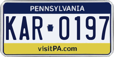 PA license plate KAR0197