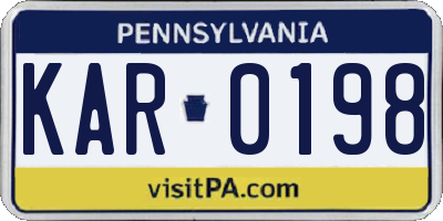 PA license plate KAR0198