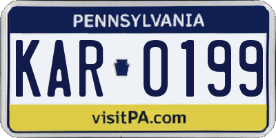 PA license plate KAR0199