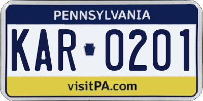 PA license plate KAR0201