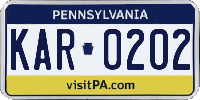 PA license plate KAR0202