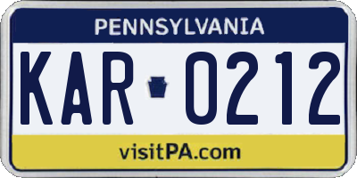 PA license plate KAR0212