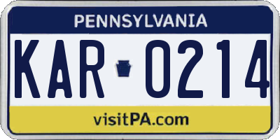 PA license plate KAR0214