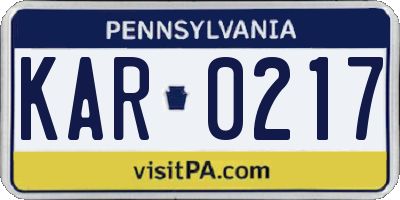 PA license plate KAR0217