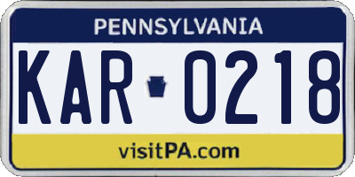 PA license plate KAR0218