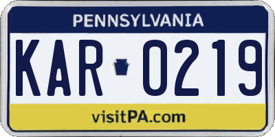 PA license plate KAR0219