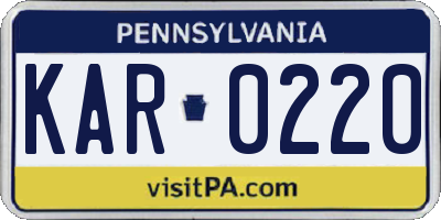 PA license plate KAR0220