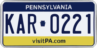 PA license plate KAR0221