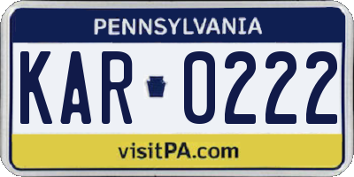 PA license plate KAR0222