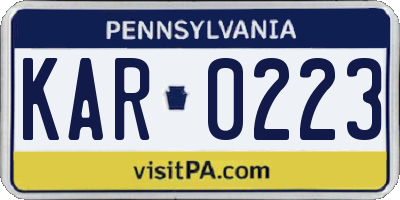 PA license plate KAR0223