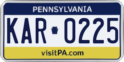 PA license plate KAR0225