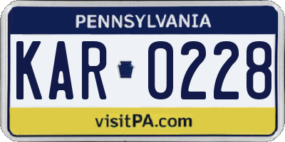 PA license plate KAR0228