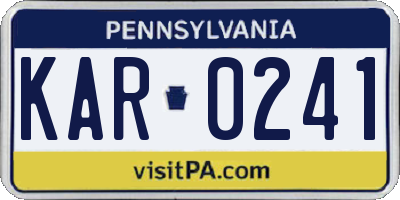 PA license plate KAR0241
