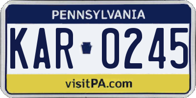 PA license plate KAR0245