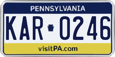 PA license plate KAR0246