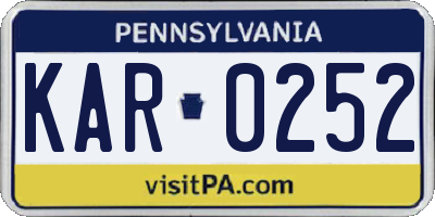PA license plate KAR0252