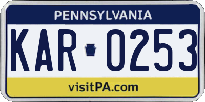 PA license plate KAR0253