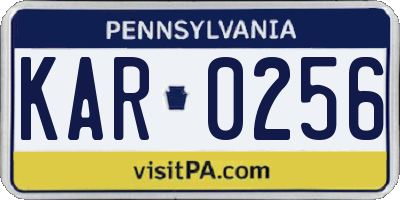 PA license plate KAR0256
