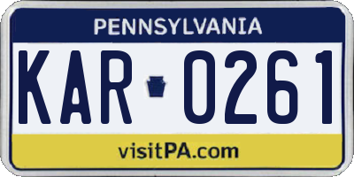 PA license plate KAR0261