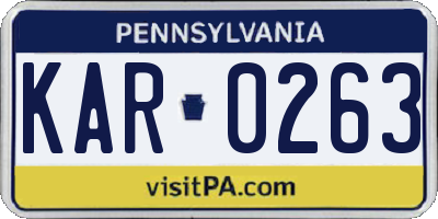 PA license plate KAR0263