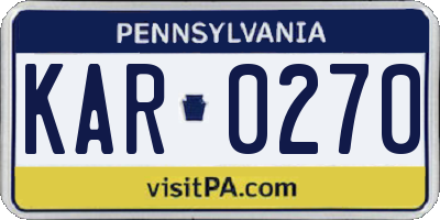 PA license plate KAR0270