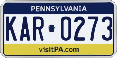 PA license plate KAR0273