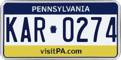 PA license plate KAR0274