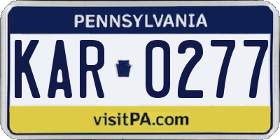 PA license plate KAR0277