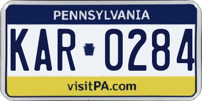 PA license plate KAR0284