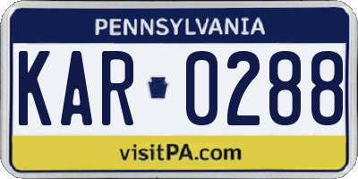 PA license plate KAR0288